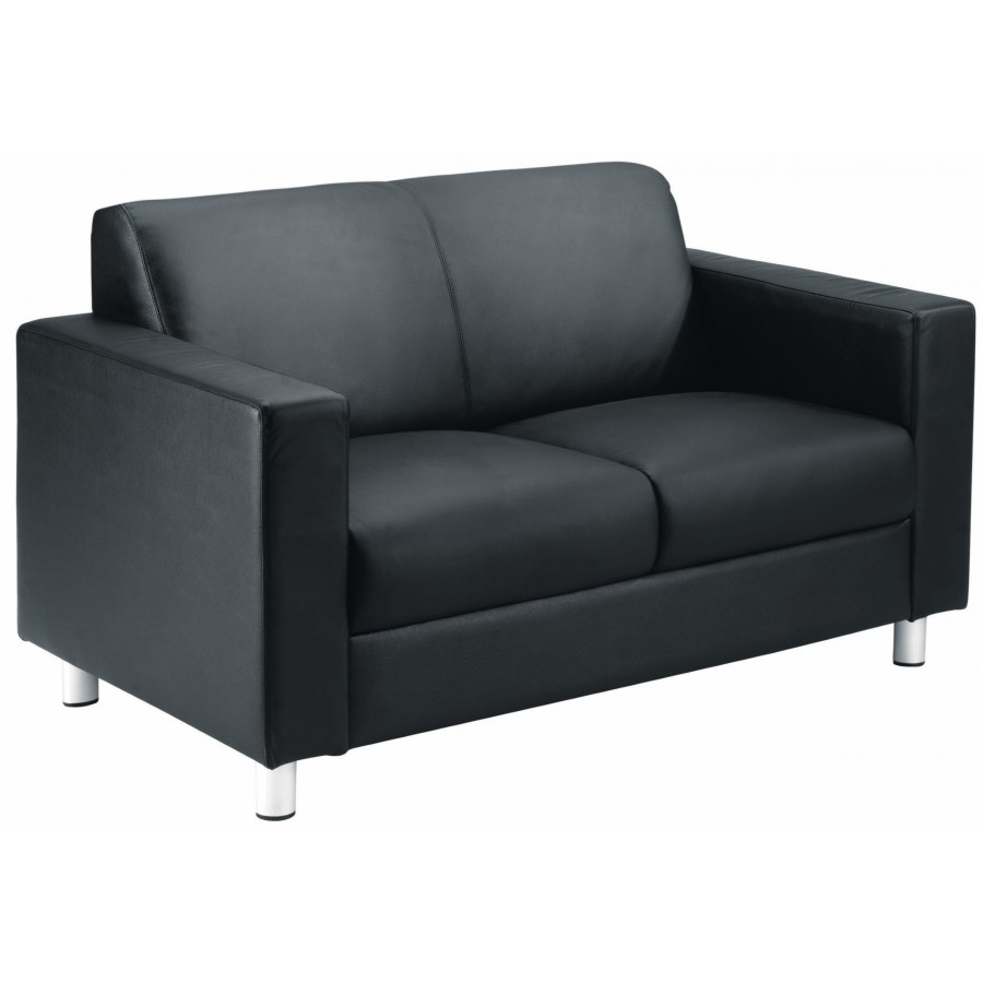 Iceberg Black Leather Reception Sofa